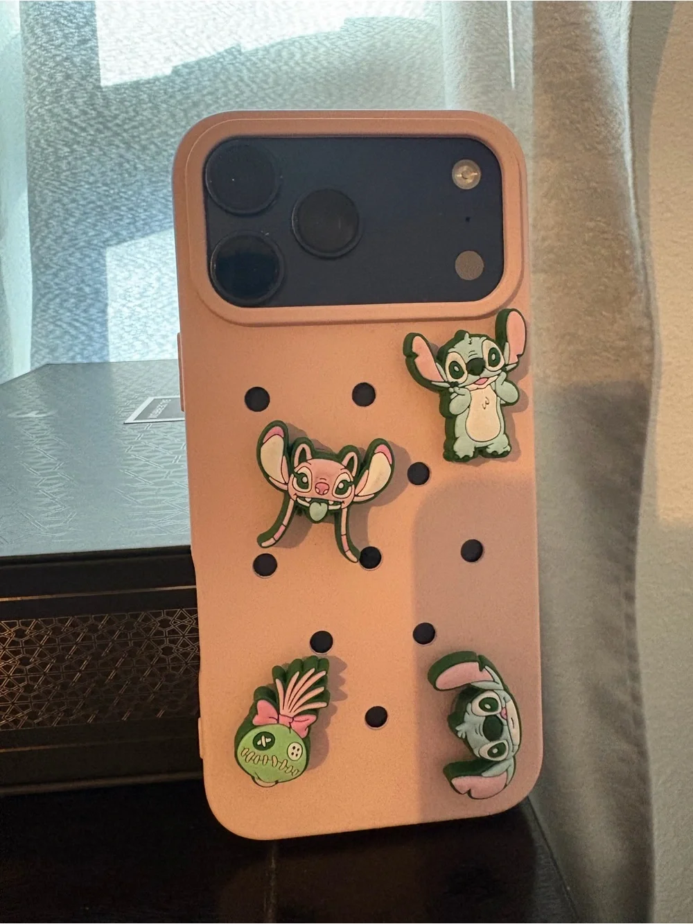 Pink Cartoon Silicone Phone Case with Decorative Charms